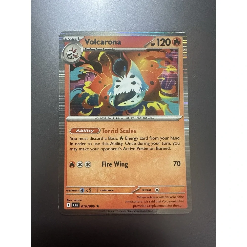 Volcarona 016/086 ADDITIONAL INK ERROR Holo Rare Black Bolt Pokemon MP see pics!